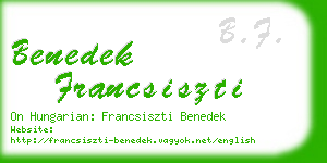 benedek francsiszti business card